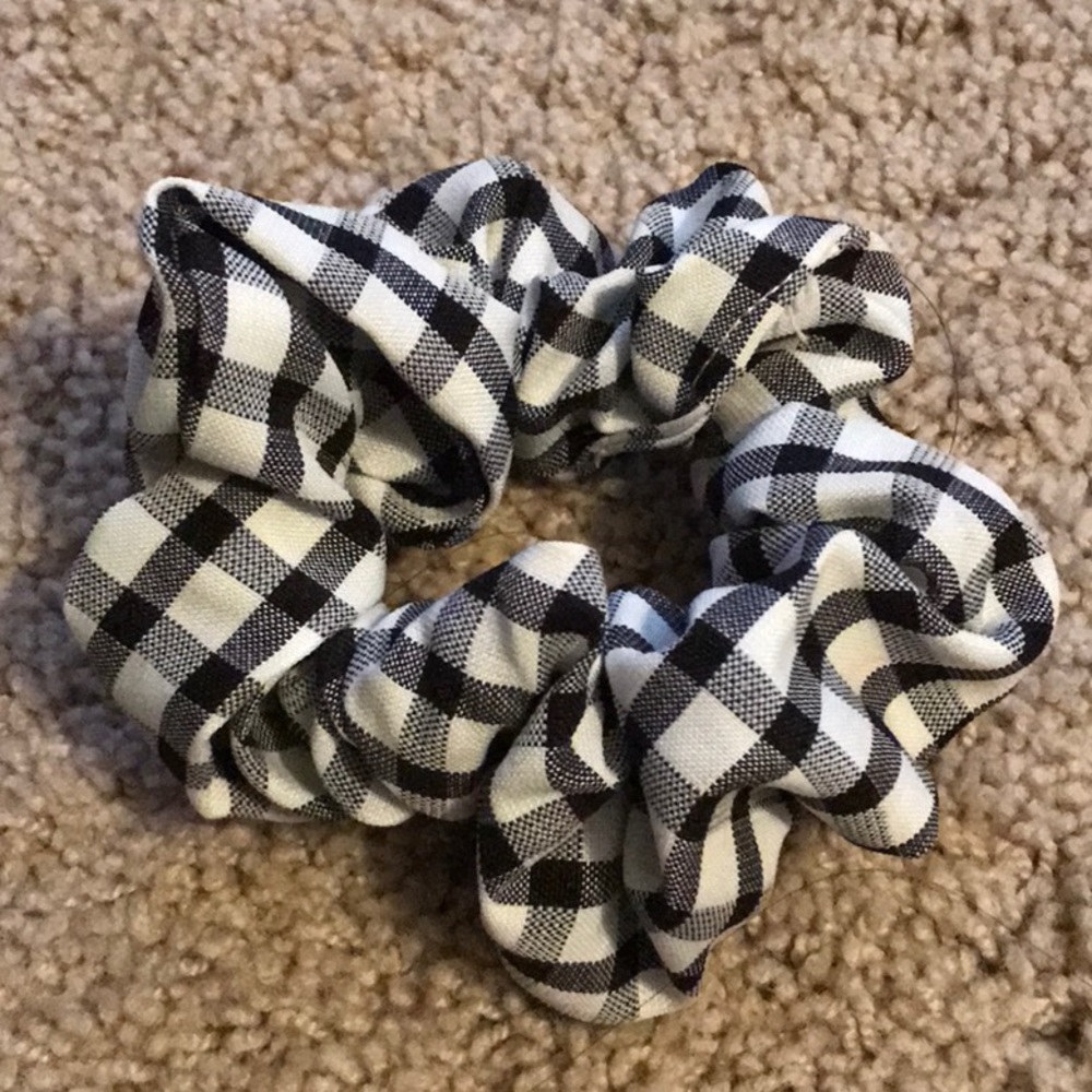 large black and white plaid scrunchie